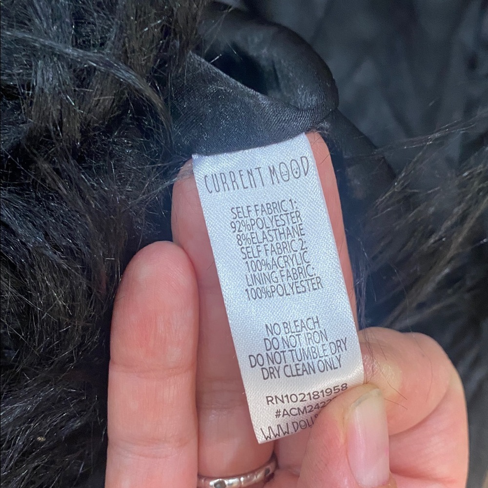 Current Mood Black Faux Fur Trim Patchwork Velvet Coat - Picture 4 of 6